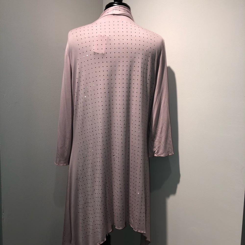 Dusty Rose Modal Rhinestone Cardigan - Picture 4 of 5